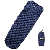 WellaX Ultralight Air Sleeping Pad - Inflatable Camping Mat for Backpacking, Traveling and Hiking Air Cell Design for Better Stability & Support -Plus Repair Kit - Blue