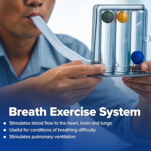 Image of Q DEVICES 3-Ball Spirometer for Lung Exercise - Breathing Trainer for Respiratory Therapy, Deep Breathing & Lung Capacity Recovery - Ideal for Post-Surgery, COPD, Adults & Kids