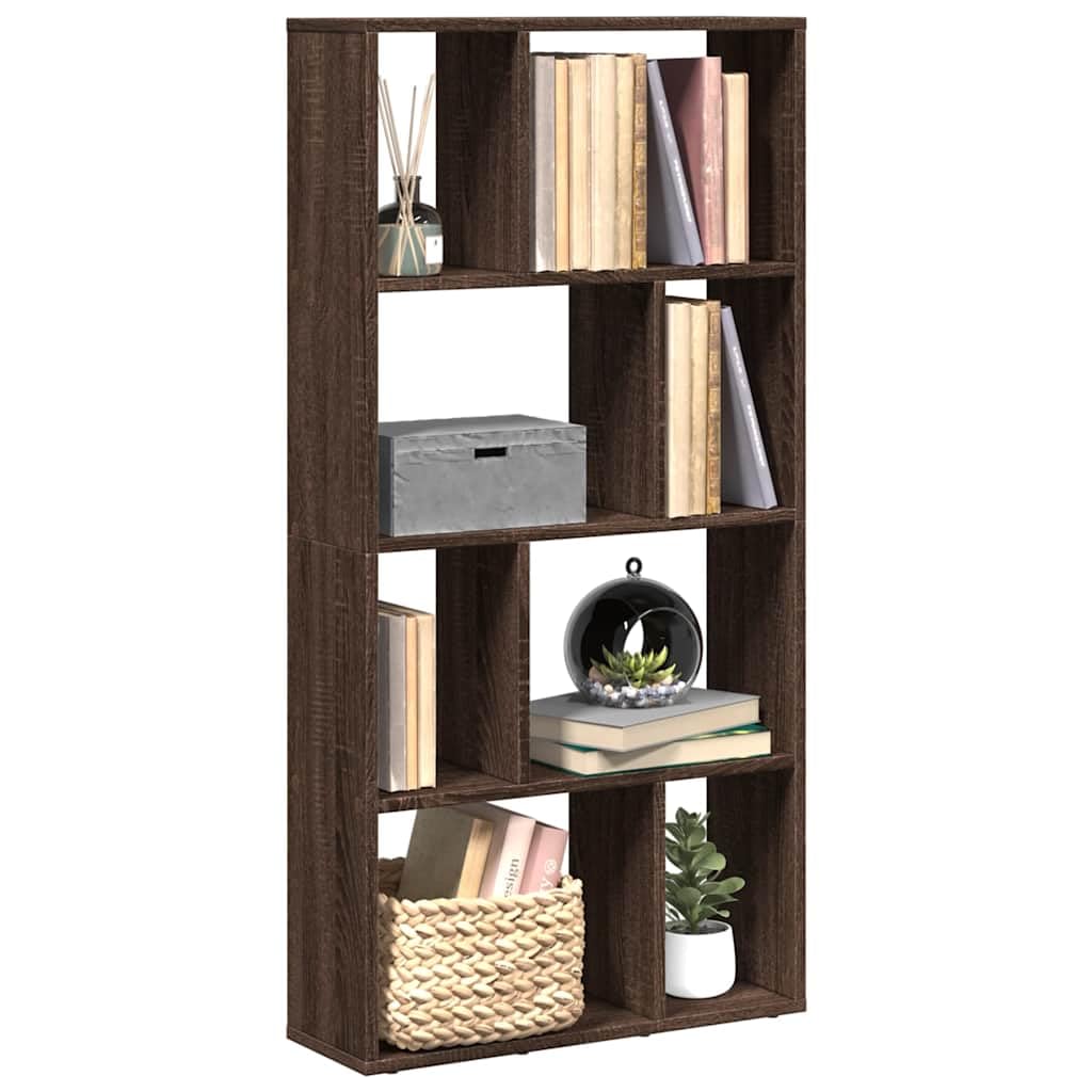 Libreria marrone effetto rovere, 60 x 20 x 120,5 cm, in legno con 8 scomparti, design versatile, divisorio per soggiorno, ufficio, cameretta dei bambini e corridoio, portata fino a 80 kg