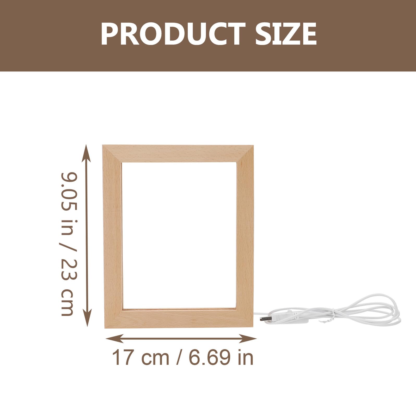 Marco de Fotos Luminoso LED 3D Luz Cálida Marco de Madera Maciza 230X170 MM Soporte Creativo para Fotos Decorativas Luz Nocturna Pequeña para Hogar y Oficina