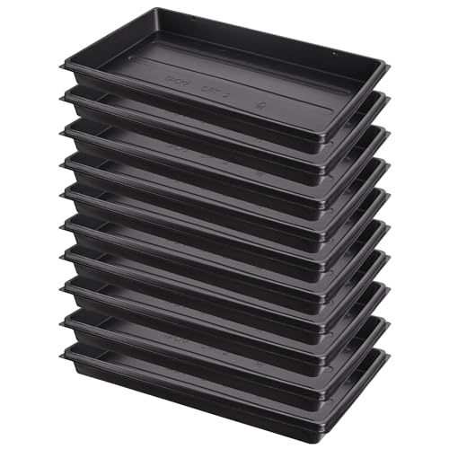Pullmer Lot de 10 bacs de serre 52,5 x 31,5 x 5 cm - En plastique - Bac de transport - Sans trous de fond - Idéal pour les plantes, la culture, le jardin