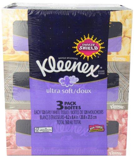Kleenex Ultra Soft & Strong Facial Tissues, 120 Tissues per Flat Box, 3 Pack - Image 8