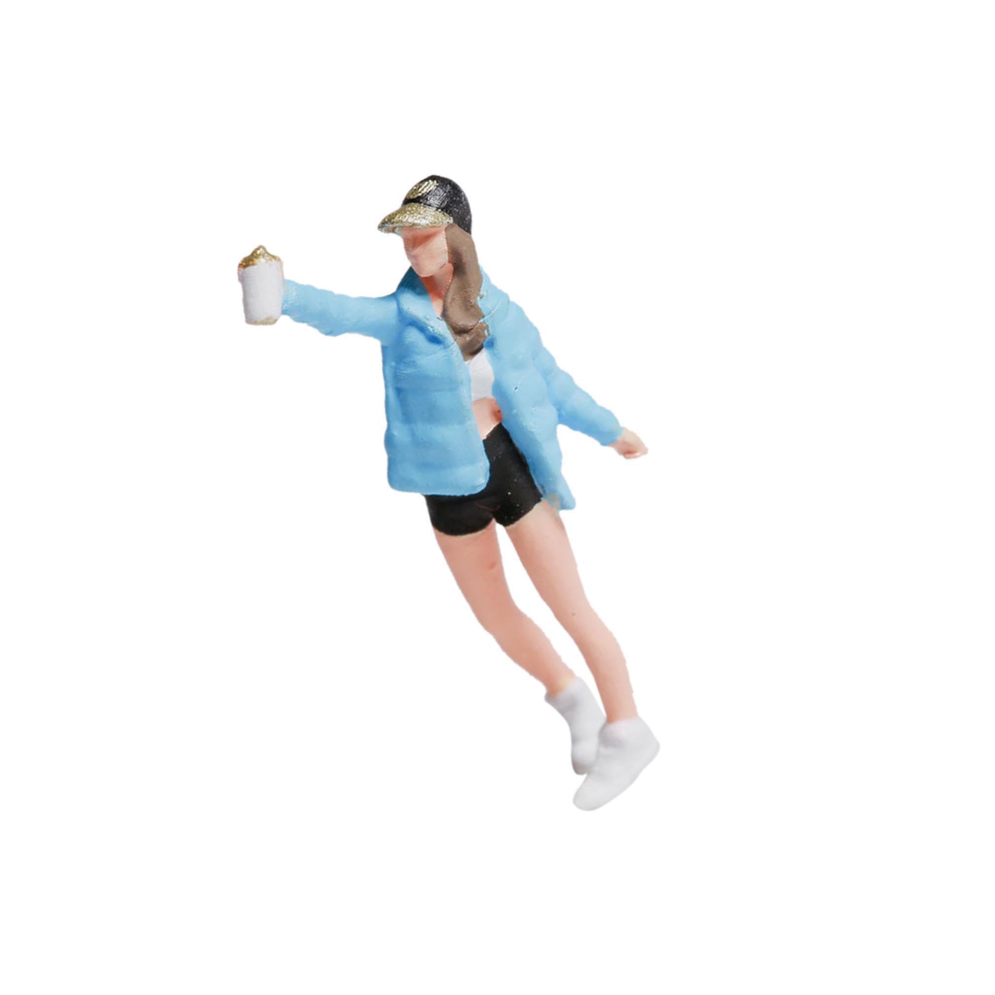 KIXZSAZ 1/87 Diorama Graffiti Figure Characters Resin People Train Layout Unique and Colorful Veterinarian Pilot, girl blue