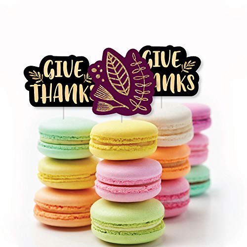 Big Dot Of Happiness Elegant Thankful For Friends - Dessert Cupcake Toppers - Friendsgiving Thanksgiving Party Clear Treat Picks - Set Of 24 #TOP3