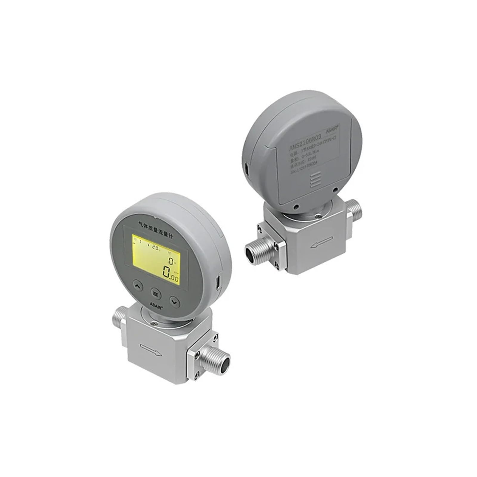 Thermal Mass Gas Flow Meter AMS2106 Oxygen Flow Meter Compressed Air Replacement MF5706 for Industrial Use(Air O2 N2 1-100L)