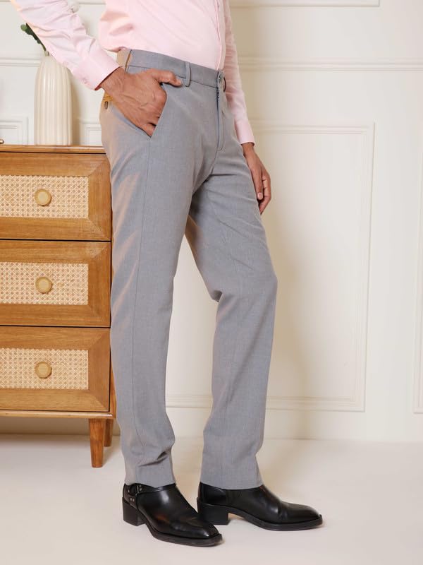 Image of SUBTRACT Slim-Fit Stretchable Lycra Formal Pants for Men with Flexible Waistband | Stylish Men's Wear Trousers for Office or Party |Dress Trouser Pant