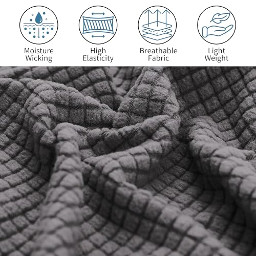 Image of Cotton Blend Moisture Wicking Bed Headboard Cover For King Size, Snug Fit Head Board Covers For Beds, Breathable And Washable Double Bed Back Cover, Universal Fit Headboard Slipcover (Grey)