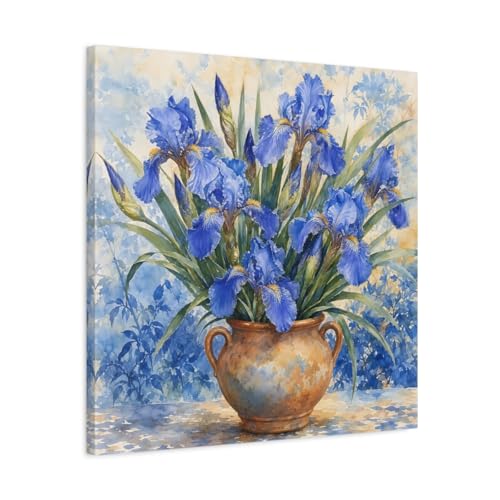 Tableau iris bleus aquarelle pour insuffler poésie et douceur dans votre maison