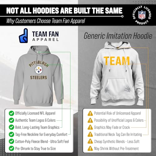 Image of Team Fan Apparel NFL Gameday Hoodie Pullover Sweatshirt for Men and Women | Officially licensed NFL Gameday fleece pullover - kangaroo pocket, ribbed cuffs, drawstring hood, unisex fit