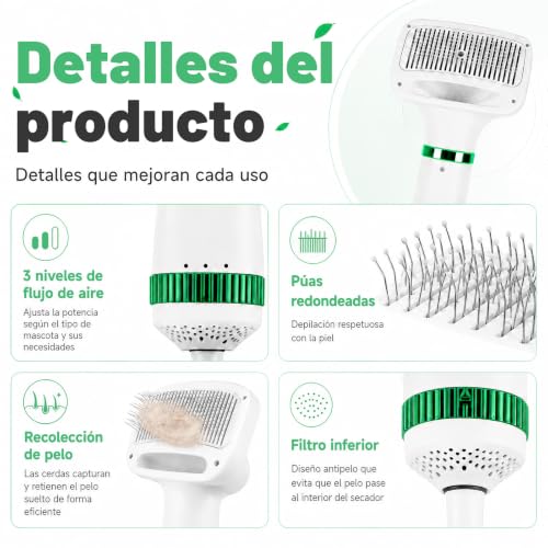 Secadora con Cepillo para Perros 2 en 1 de 1300 W - Imagen 3