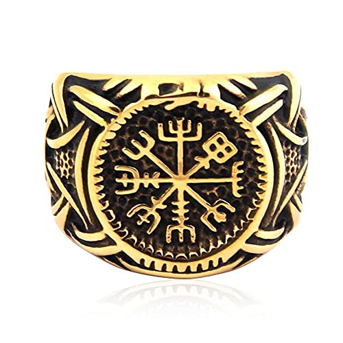 Anillo brújula vikinga Vegvisir en acero inoxidable miniatura 3