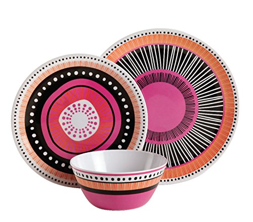Gibson Home 107282.12 Almira 12 Piece Melamine Dinnerware (Set of 4), Assorted
