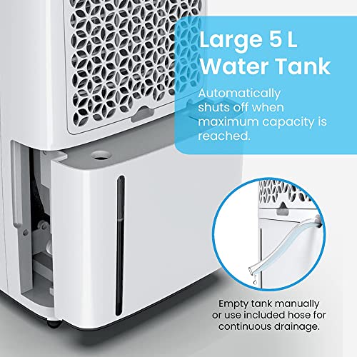 Dehumidifier and HEPA Air Purifier 2 in 1 w/ 5L Water Tank - 16L/24L/Day, Low Energy, Digital Humidity Display, 4 Mode, 24 Hour Timer - 1600sqft - Laundry Drying - Portable Home Dehumidifier - Image 7
