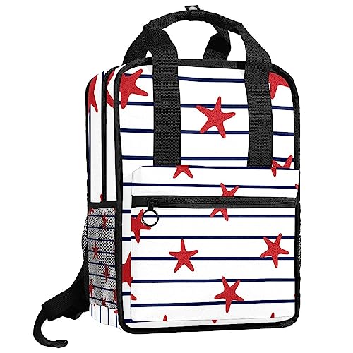 Sac à dos garçon motif étoiles de mer finitions soignées style marin