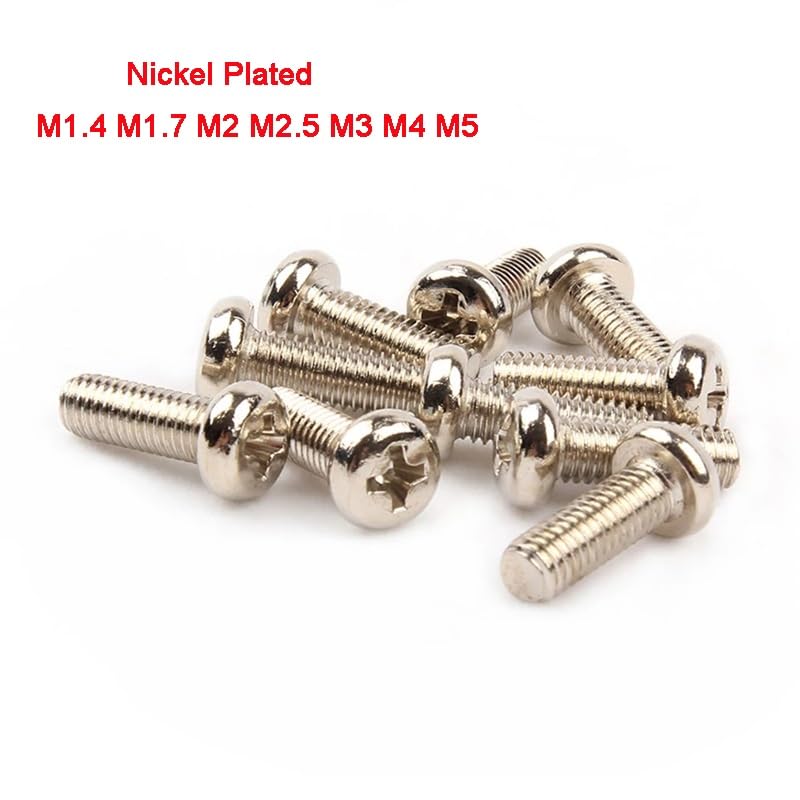 Viti autofilettanti 50-100 viti elettroniche GB/T818 nichelate a croce a croce Phillips a testa tonda PM viti M1.4 M1.7 M2 M2.5 M3 M4 M5 Vite Deck (3 mm, M5 (50 pezzi)