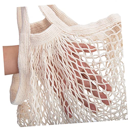 2 Pcs Fashion Cotton Handbag Lightweight Mesh Bag for Shopping Beach and Travel Portable Tote with Soft Handles for Easy Carrying3
