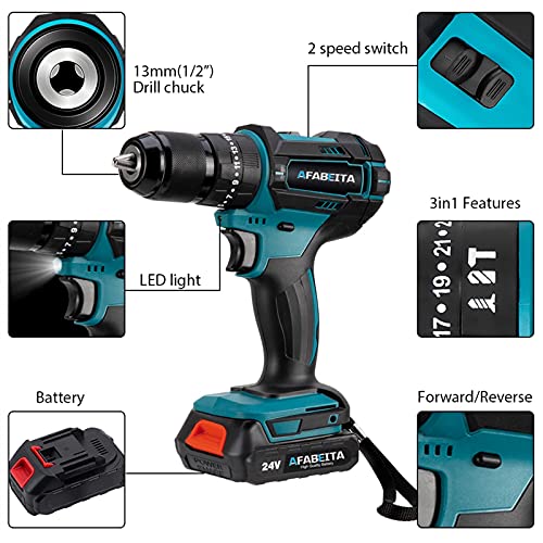 QHYXT 3-in-1-Akku-Schlagbohrmaschine, elektrischer Schraubendreher, elektrische Bohrmaschine, elektrischer Schlagbohrer… – Bild 5