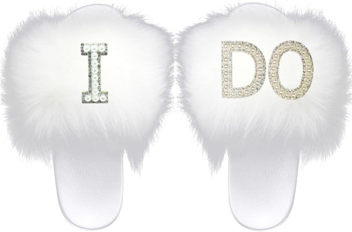 NewYouDirectFaux Fur Slides for Women, Fuzzy Slippers Fluffy Sandals Furry House Shoes Indoor Outdoor