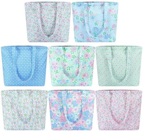 8 Pcs Floral Canvas Tote Bags Bulk Cute Reusable Tote Grocery Flo...