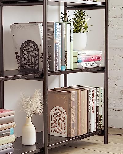 Image of Heavy Duty Book Ends to Hold Books | Decorative Bookends for Shelves| Premium Book Stoppers for Home, Office, School | White | 1 Pair | Large