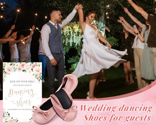 Jecery 24 Pairs Pink Foldable Ballet Flat for Wedding Guests Bulk by Jecery - Used condition - Image 2