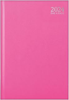 1ABOVE Premium Quality 2024 Diary | A4 Day to Page Diary |Hardback Casebound Cover & Ribbon Marker DAP Year Planner for Business, Office, Home, Appointments – Pastel Colour (PINK)