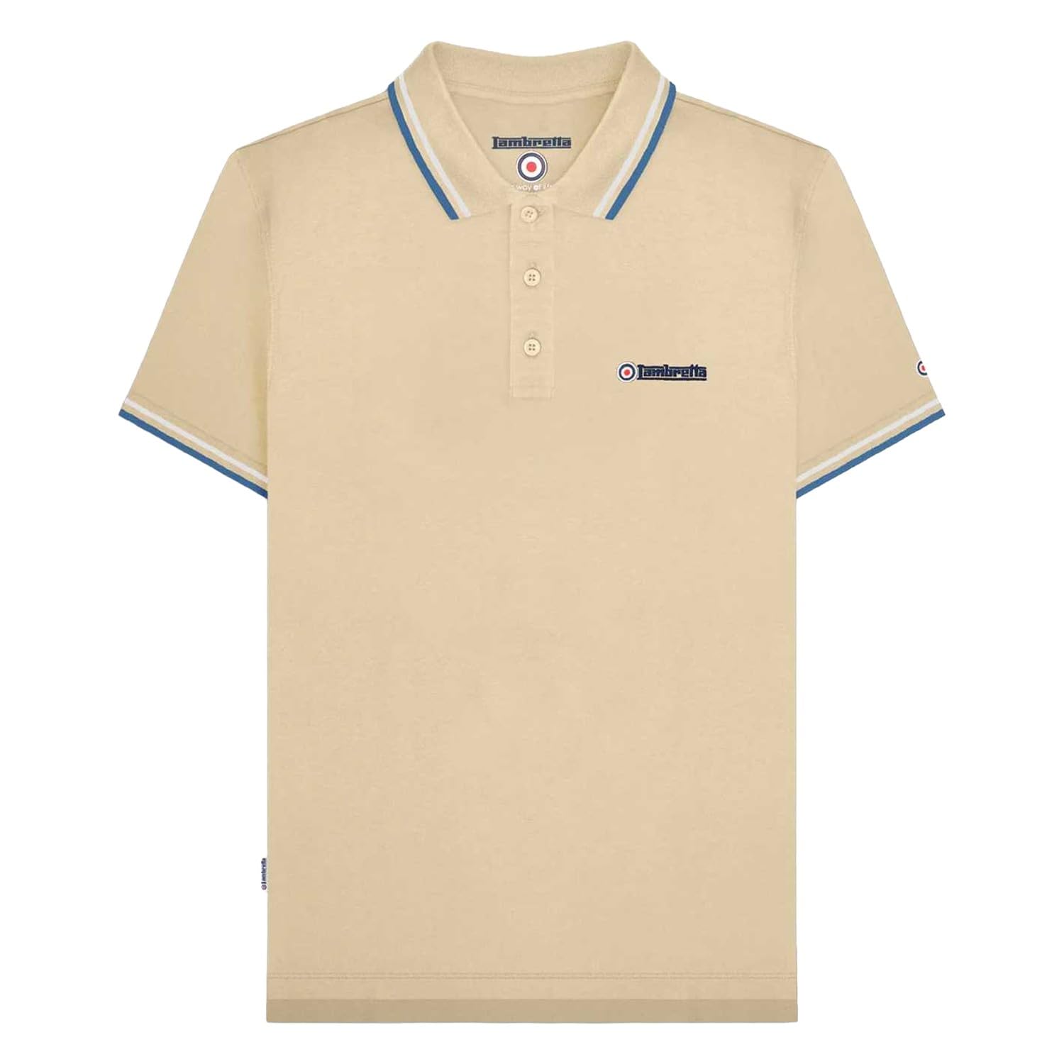 Lambretta Mens Tipped Polo Shirts (UK, Alpha, XXL, Regular, Regular, Wood Ash/White/Dark Blue)
