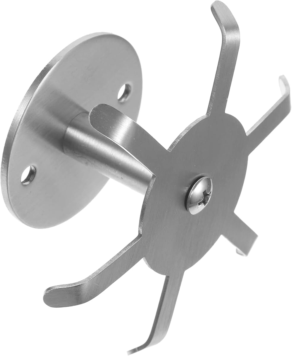 Cabilock Colgador giratorio para utensilios, estante de acero inoxidable con 6 ganchos | Organizador atornillado debajo del gabinete con diseño giratorio de seis garras para cucharones, espátulas, tazas y pequeños utensilios de cocina.