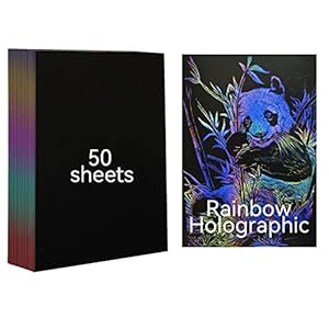 Fyearfly holografisches Regenbogen Kratzpapier, 50 Blatt