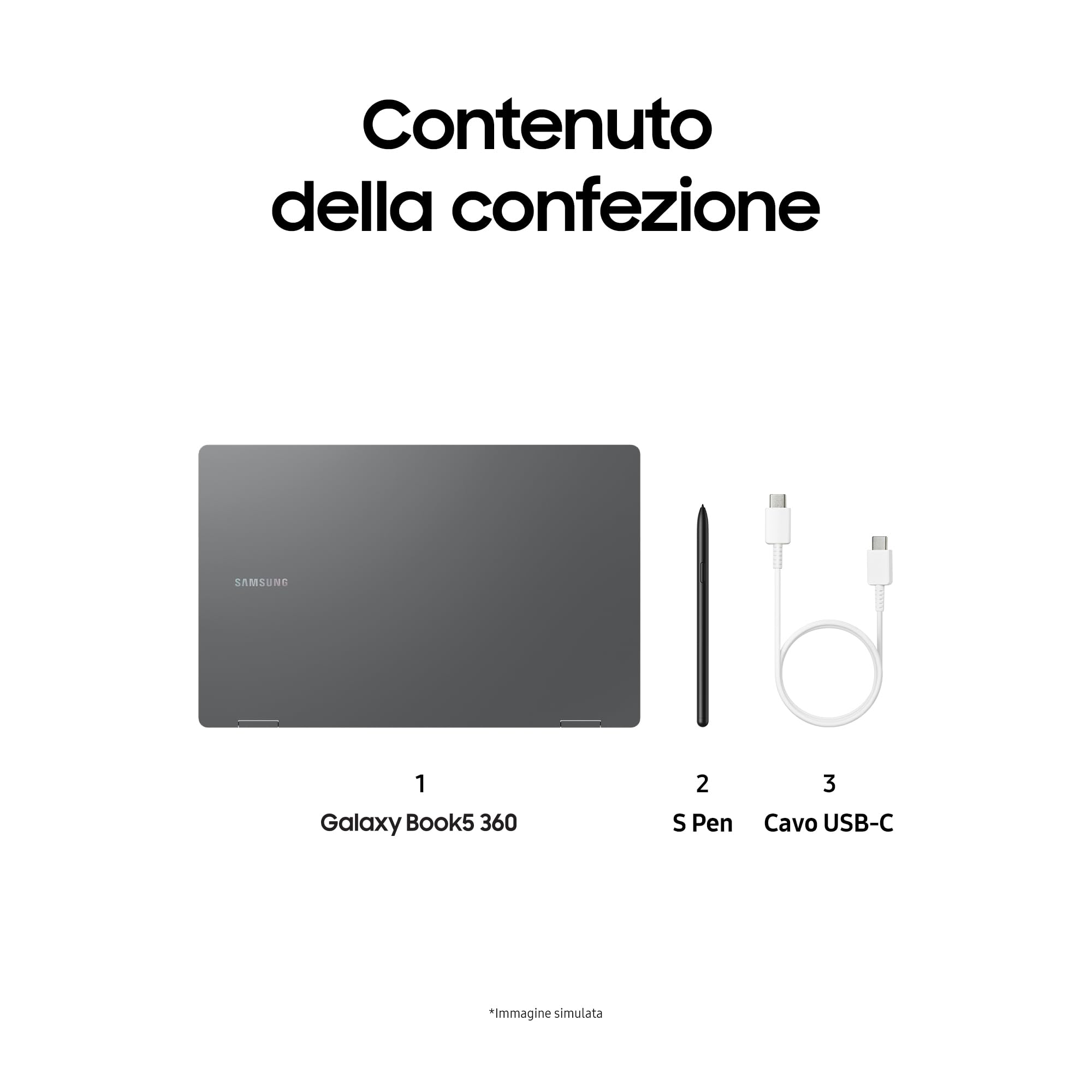 Samsung Galaxy Book5 360 15.6" AI PC Intel Core Ultra 5 Serie 2 16GB RAM 512GB SSD AMOLED TouchScreen S Pen Windows 11 Home Copilot+ PC Gray