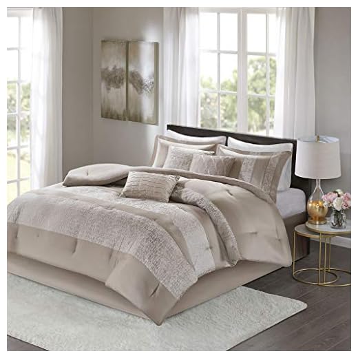 Madison Park Juego de edredón de 7 Piezas de Chenilla Jacquard, Marrón Topo, King, 1, 1