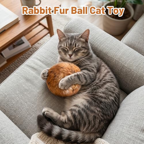 Boules de fourrure de lapin pour chat de qualité supérieure avec herbe à chat lavable - 13