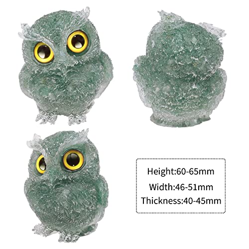 KYEYGWO Green Aventurine Cute Crystal Owl Figure Ornaments Decorative Resin Bird Statues for Home Office Table Mini Stone Animal Sculpture Talisman Micro Landscape - Image 2