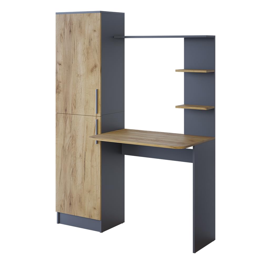 Vicco Bureau Tessa, Anthracite/chêne doré, 122.9x52cm, avec étagère pour Espace de Rangement supplémentaire