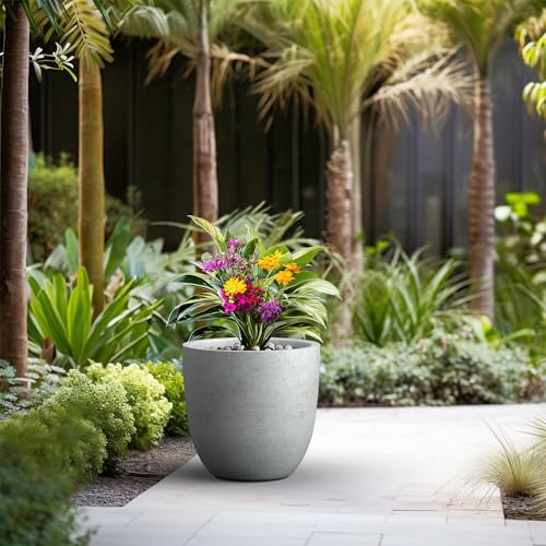 Image of Kante Large Round Bowl Pale Gray Concrete Planter 18 inch Dia, Outdoor