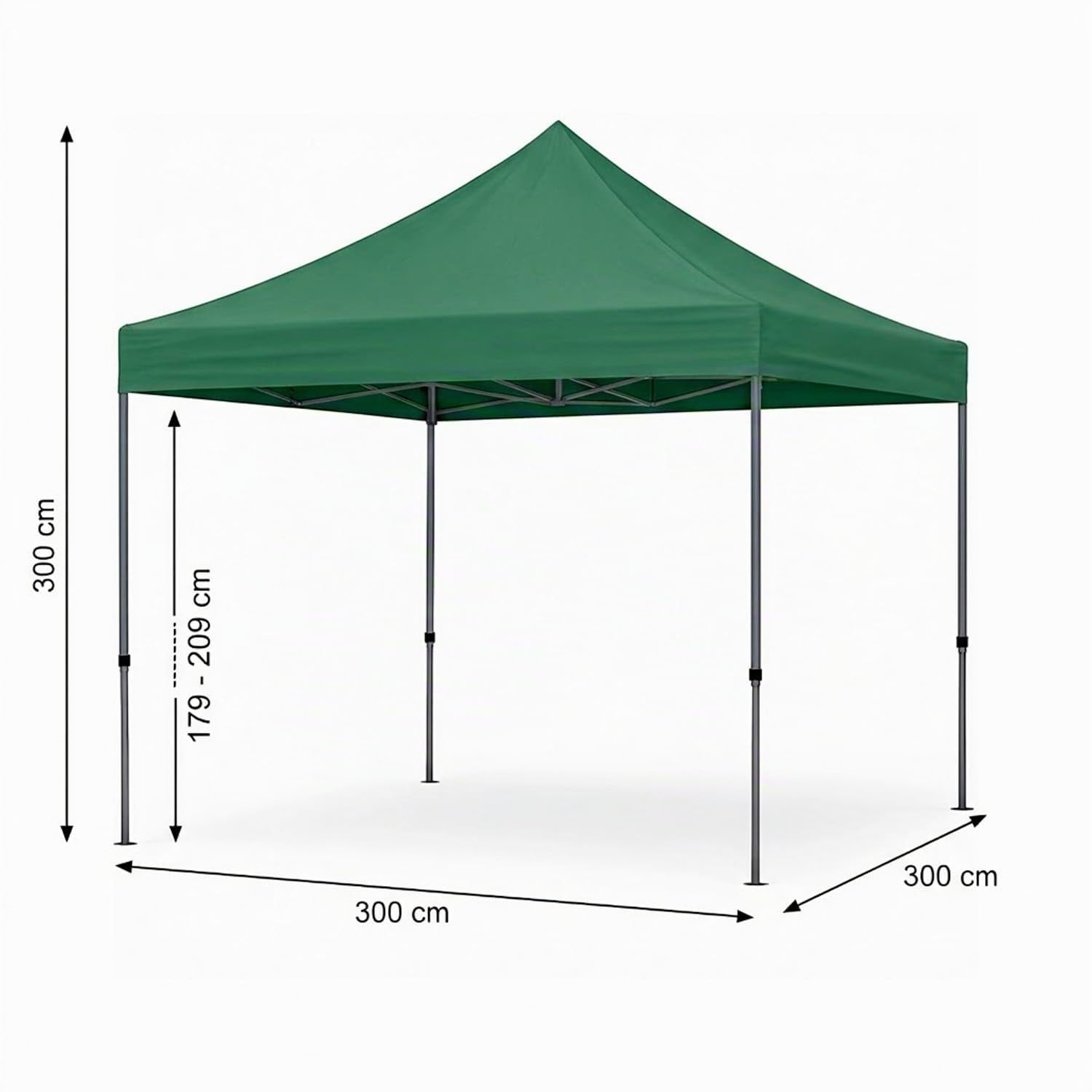 Gazebo Professionale 3x3 M Richiudibile Automatico In Acciaio Con Telo Oxford 1200D PVC Impermeabile e Anti UV Struttura a Fisarmonica con Sacche Zavorra e Borsa Trasporto Sagre Feste Eventi (Verde)