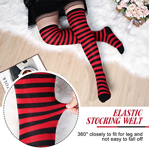 Geyoga Women's High Striped Tights Socks Over Knee Striped Long Stockings Halloween Christmas4