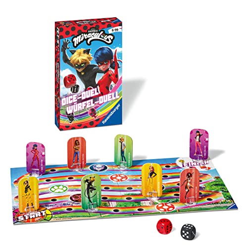 Ravensburger Mitbringspiel - 20893 - Miraculous Würfel-Duell, Spannendes Würfelspiel mit Lady Bug und Cat Noir ab 6 Jahren