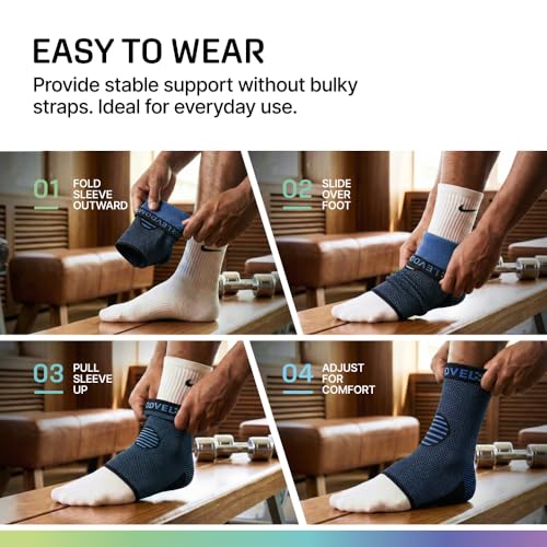 Image of MODVEL 2 Pack Ankle Brace Compression Sleeve | Injury Recovery, Joint Pain | FSA or HSA eligible | Achilles Tendon Support, Plantar Fasciitis Foot Socks with Arch Support