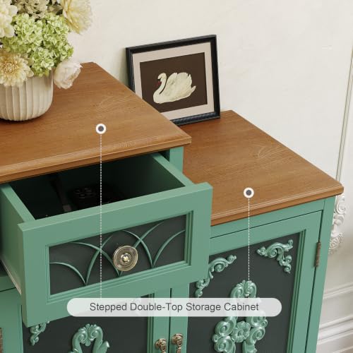Image of JOINICE Vintage Accent Cabinet with Doors,Entryway,Hallway,Sage Green
