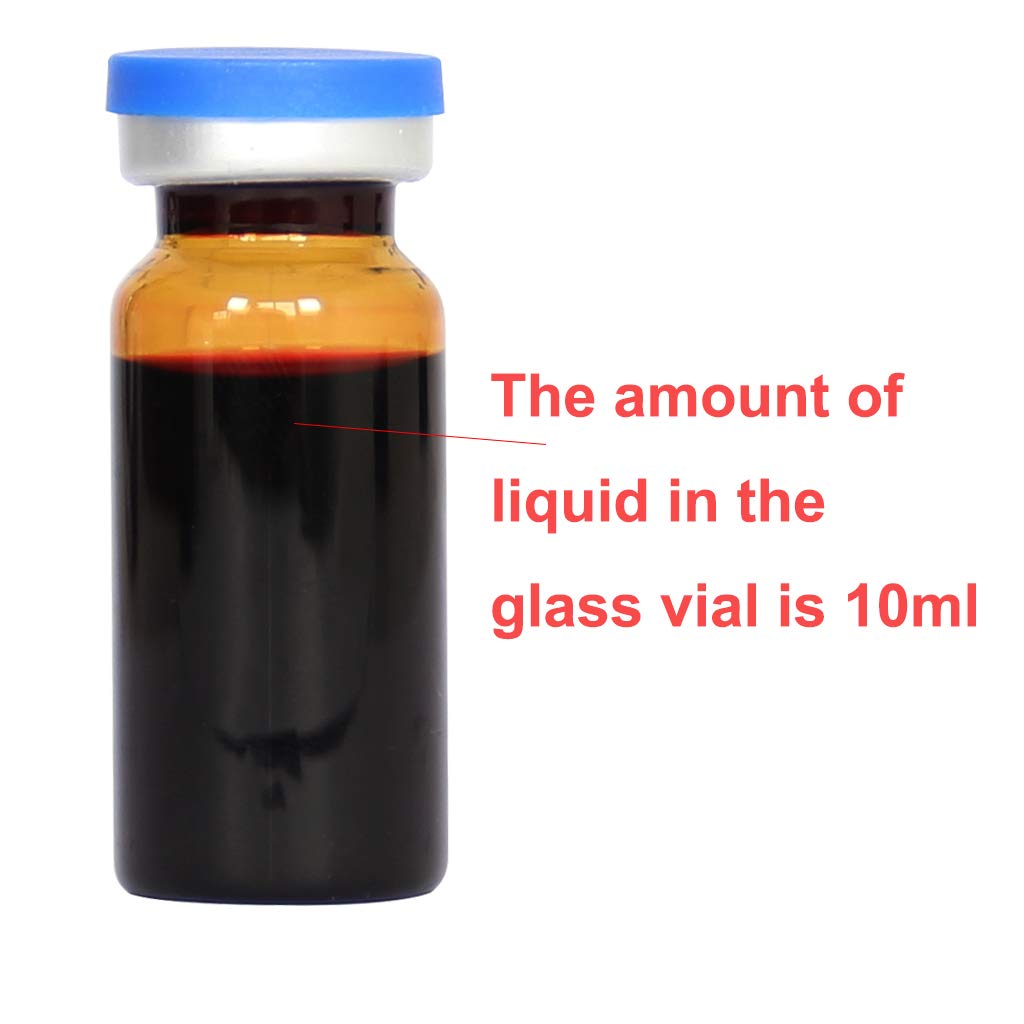 10ml Glass Vials-2-1/2 Dram Amber Glass Vials with Plastic-Aluminum Flip Caps and Rubber Stoppers, 100 Pack, 20mm Flat Bottom Lab Vial(Amber)