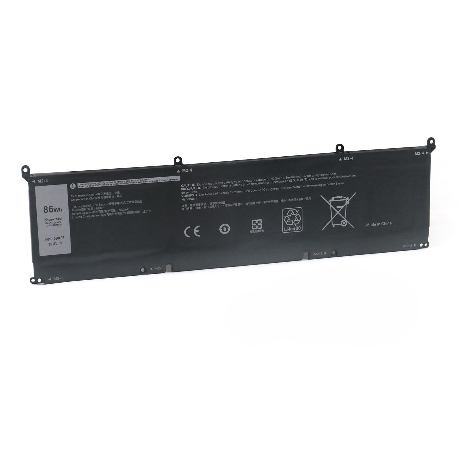 69KF2 86Wh Laptop Battery Replacement for Dell XPS 15 9500 9510 9520 Precision 5550 5560 5570 Alienware M15 R3 R4 R5 R6 R7 M17 R3 R4 G15 5510 5520 Inspiron 7510 7610 11.4V 7167mAh