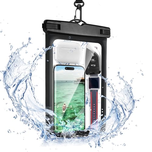 Waterproof Phone Pouch,IPX8 Universal Waterproof Case Underwater Dry Bag Compatible to iPhone 15 13 12 Pro Max SE2 11 Pro XR X 8 7 6s Plus Galaxy S21 S10 Note 10 Google Pixel Up to 8.2" (Black)