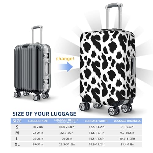 Black And White Cow Skin Elastic Travel Luggage Covers Dustproof Scratch-Resistant Suitcase Protector Fit 22-24 Inch3