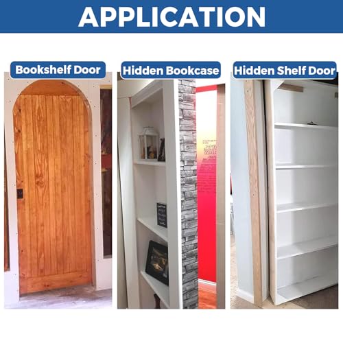 TamBee Hidden Door Hinge Pivot Door Hinge Hardware Heavy Duty Secret Door Hinges Hidden Bookcase Hinges Stainless Steel Invisible Hinge Hardware with Door Ball Catch - Image 8