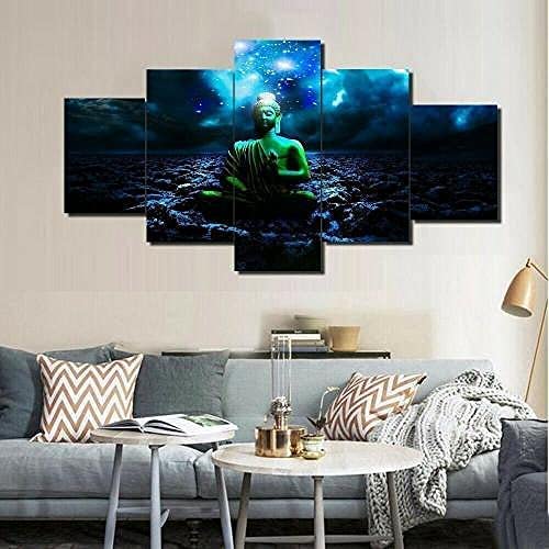 Tableau religieux 5 pièces avec cadre 150x80 cm pour salon et hôtel