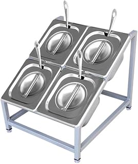 ZAIHW Stainless Steel Pizza Topping Station with Lids, 4/6/8 Compartment Condiment Holder for Restaurants, Hot Pot & Fruit Shops - Durable & Stylish (Silver, 66x38x25cm)