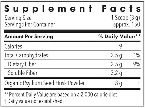 Metabolic Maintenance Organic Psyllium Husk Powder, 1 lb | 3g Organic Soluble Fiber per Serving for Digestive and Bowel Regularity Support, Non-GMO, 150 Servings