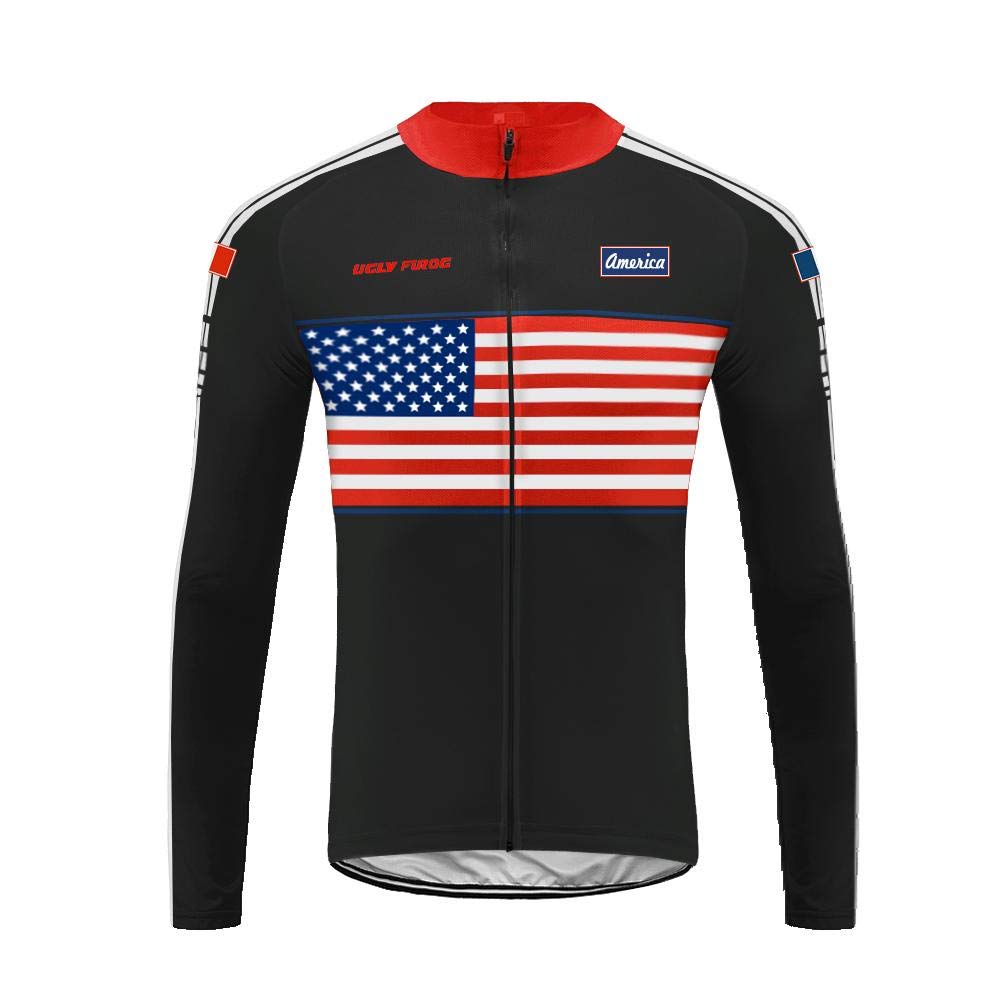 UGLY FROG Men's Full Zip Long Sleeve Thermal Cycling Jersey Windproof Jacket Urban US