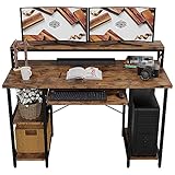 IRONCK Computer Desk 47', Home Office PC Desk with Keyboard Tray Monitor Stand Storage Shelf CPU Stand, Modern Study Writing Table for Home Office